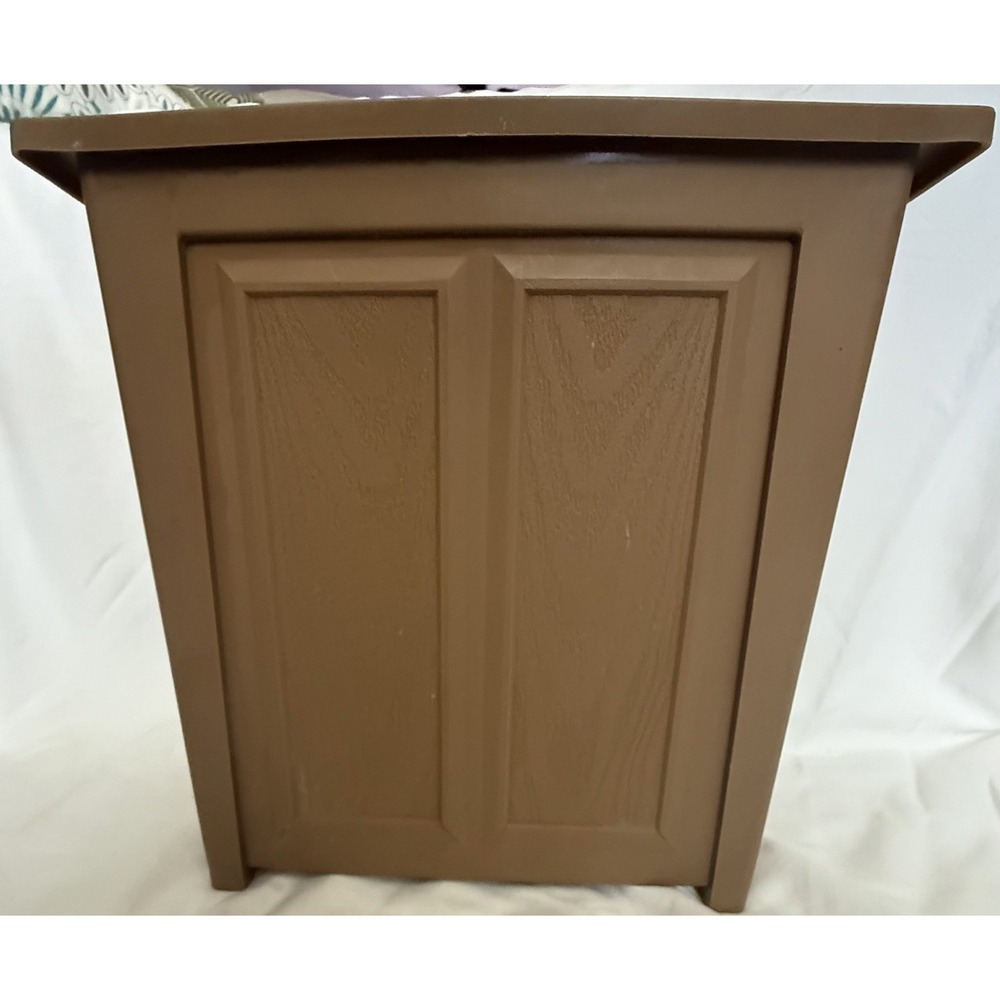 Vintage Mid Century Modern Retro Fesco Waste Basket Plastic Brown Wood Design